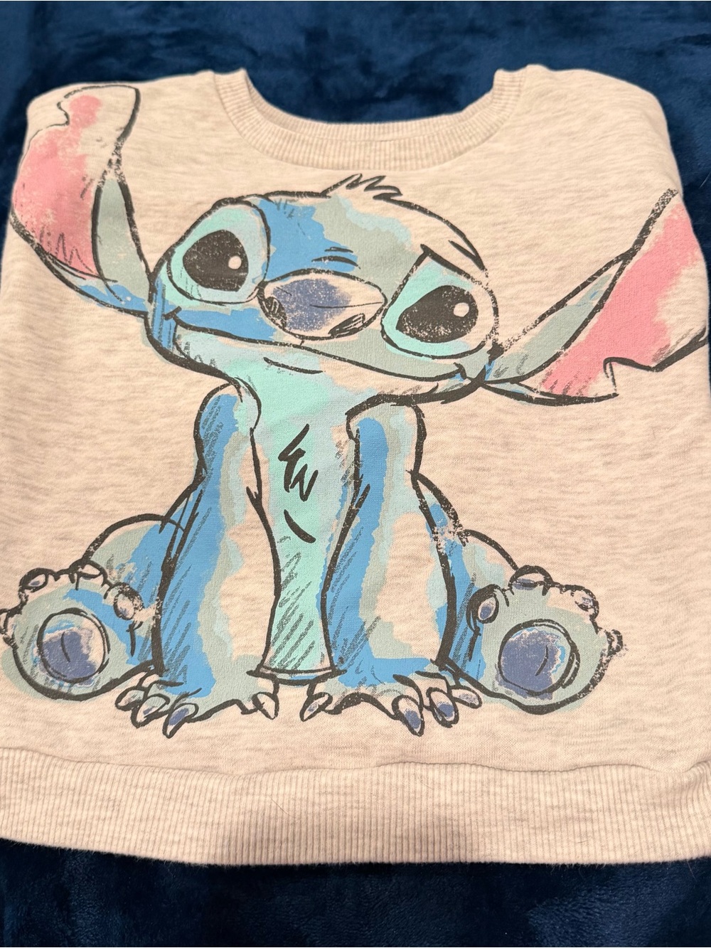 Disney Kids Sweatshirt with Blue Stitch and Pink Ear Accents